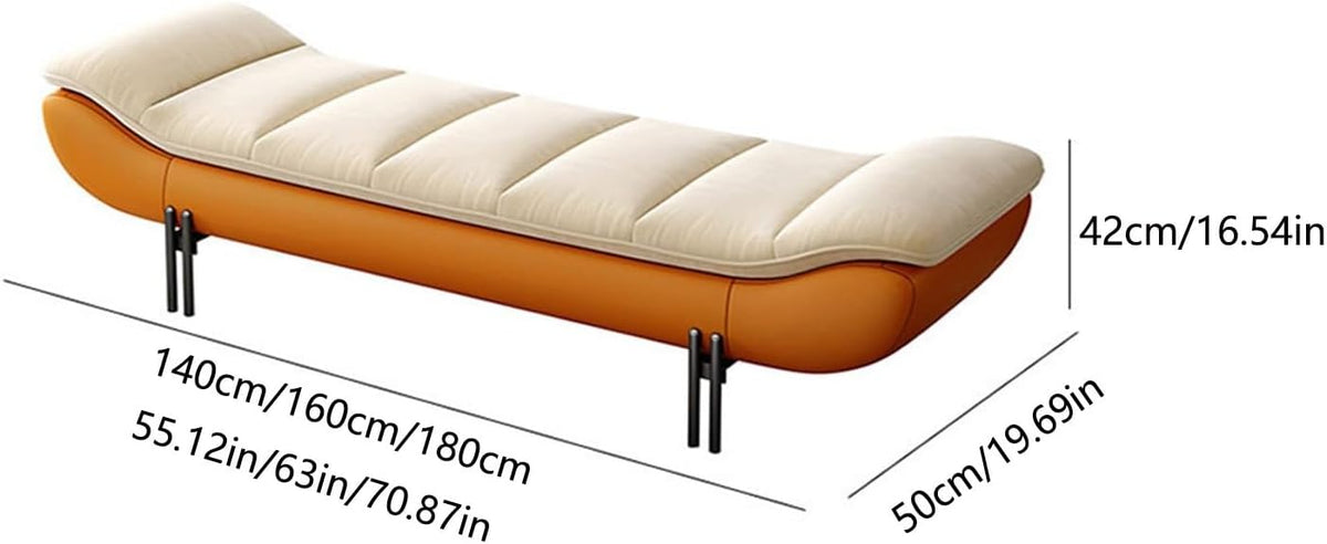 Modern Leathers End of Bed Bench for Bedroom,Upholstered Storage Ottoman Entryway with for Living Room Entryway(Orange,180 * 50 * 42cm)
