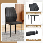 Modern Dining Chairs Set of 4，Black Dining Room Chairs Set, Comfy Kitchen Faux Leather Upholstered Chairs with Mental Legs， Easy Assembly