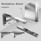 Laundry Folding Table Stainless Steel Wall Mounted Workbench, Desk Concession Shelf for Restaurant Garage Balcony Bathroom(40x40cm/16x16in)