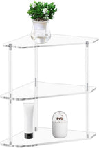 Yosoo Acrylic Corner Table, Small 3 Tier Triangular End Table, Transparent & Stable, Easy to Install, Suitable for Living Room, Bedroom, Study Arrangement