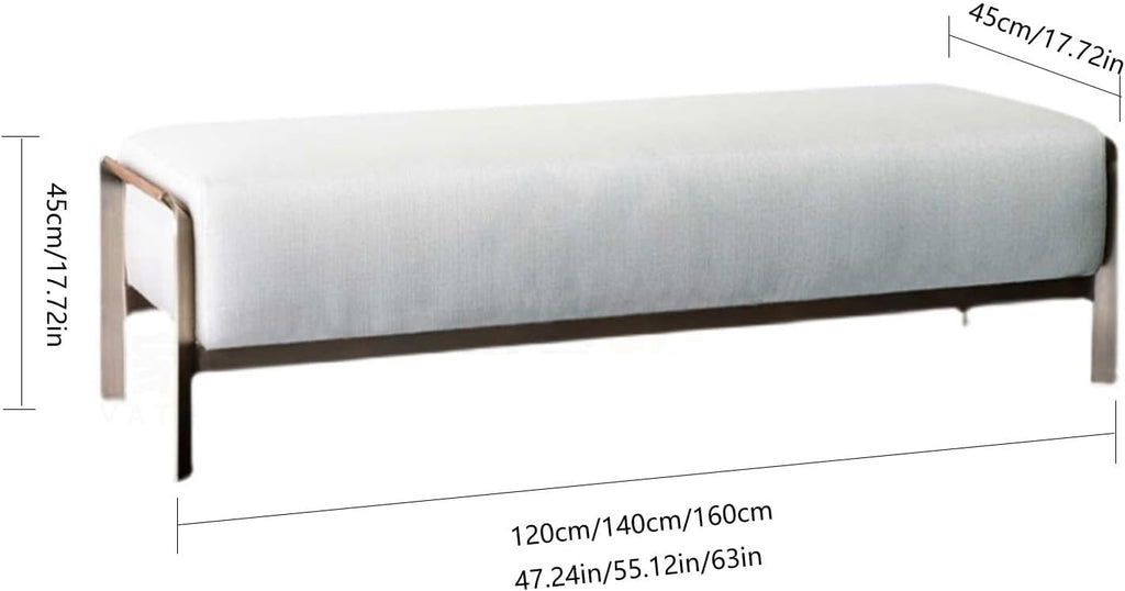 Modern End of Bed Bench with Metal Legs, Upholstered Entryway for Living Room, Bedroom, (White) Entryway(140 * 45 * 45cm)