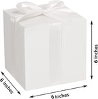 COTOPHER Small Gift Boxes 25 Pack 6x6x6 inches White Gift Boxes with Lids for Gifts, Crafting, Wedding Party Favor, Cupcake Boxes, Candy, Bridesmaids Proposal Box with Ribbons and Stickers