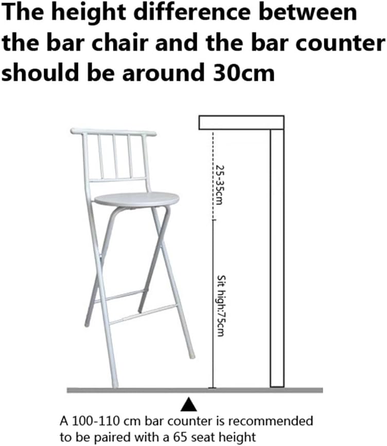 30 Inch High Folding Bar Stool, Home Foldable Counter Chair with Backrest and Footrest for Adults, Indoor Counter Bar Stools for Kitchen(Brown)