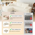 108" Modular Sectional Cloud Cream Couch for Living Room Deep Seat L Shapes Couch with Oversized Chaise Lounge, Comfy Memory Foam Flannel Fabric Sofa for Bedroom Apartment
