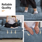 35‘’ Modern Chenille Cloud Sofa Ottoman,Rectangle Ottoman for Modular Sectional Sofa, Blue