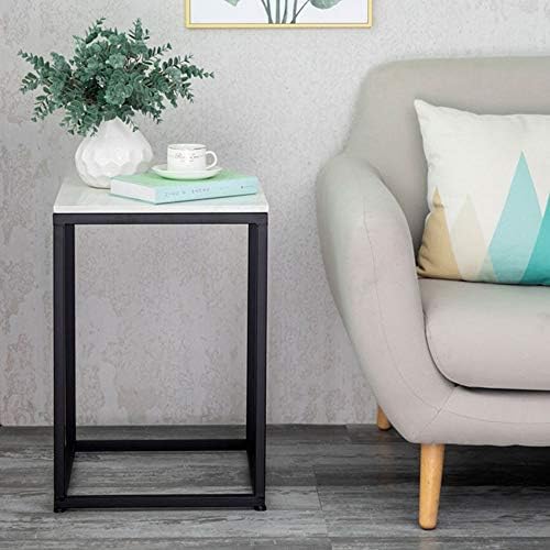 Telephone Table, Marble Side Table Nordic Living Room Square Sofa Corner Table Telephone Table Bedroom Bedside Table Balcony Coffee Table(Color:Black)