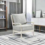 OSP Home Furnishings Kaylee Spindle Accent Chair with Antique White Wood Frame, Smoke Grey Fabric
