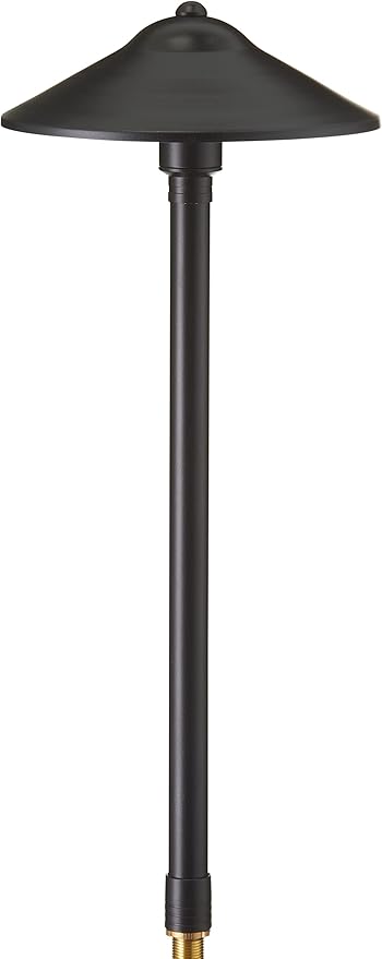 VOLT Max Spread 12V Black Brass Path Light (25" Tall, 9" Shade) with 3W 2700K Warm White G4 LED Bulb for Low Voltage Landscape Lighting on Outdoor Pathway, Walkway, Garden, Driveway or Patio