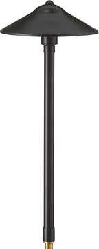 VOLT Max Spread 12V Black Brass Path Light (25" Tall, 9" Shade) with 3W 2700K Warm White G4 LED Bulb for Low Voltage Landscape Lighting on Outdoor Pathway, Walkway, Garden, Driveway or Patio