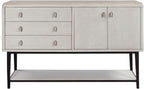 White Solid Wood Server with Metal Base, Solid Wood + MDF | Modern server with soft-close drawers and metal base