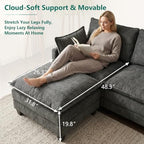 Modular Sectional Sofa, 95" U Shaped Couch, Couches for Living Room | Movable Ottomans, High Resilience Foam, 22" Seat Depth, 2 Layer Cushions, Armrest Pillows, Easy Assembly, Chenille, Dark Gray