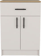 Multistorage Pantry Cabinet, One Drawer, Two Interior Shelves Ivory - Natural Oak