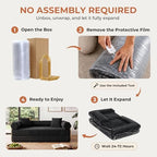 79" Convertible Futon Sofa Bed, Couch for Living Room | Black | 5-in-1 Corduroy Modular Futon Couch with Pocket Springs, Sleeper Sofa, Pull Out Couch Bed, No Assembly