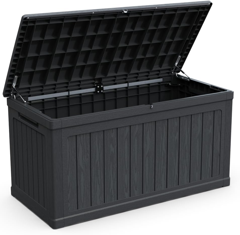 230 Gallon Large Outdoor Storage Deck Box XXL Patio Furniture Storage, 440 lbs Load Capacity as Bench/Table, Waterproof Resin Double-Wall for Backyard Garden & Pool