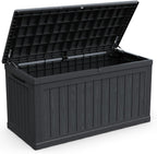 230 Gallon Large Outdoor Storage Deck Box XXL Patio Furniture Storage, 440 lbs Load Capacity as Bench/Table, Waterproof Resin Double-Wall for Backyard Garden & Pool