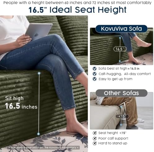 Green 134 Inch U-Shaped Modular Sectional Sofa, Corduroy Cloud Couch with Dual Chaise, High-Resilience Foam & Spring Coils, Deep Seat Lounge with 2 Cupholders & Side Pockets, No Assembly