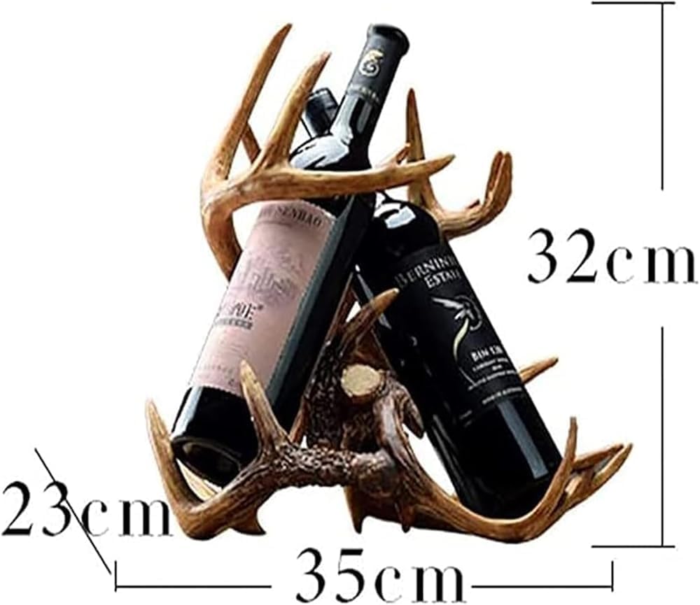 Small Deer Antler Wine Rack – Free-Standing Countertop Holder for Wine Bottles and Storage