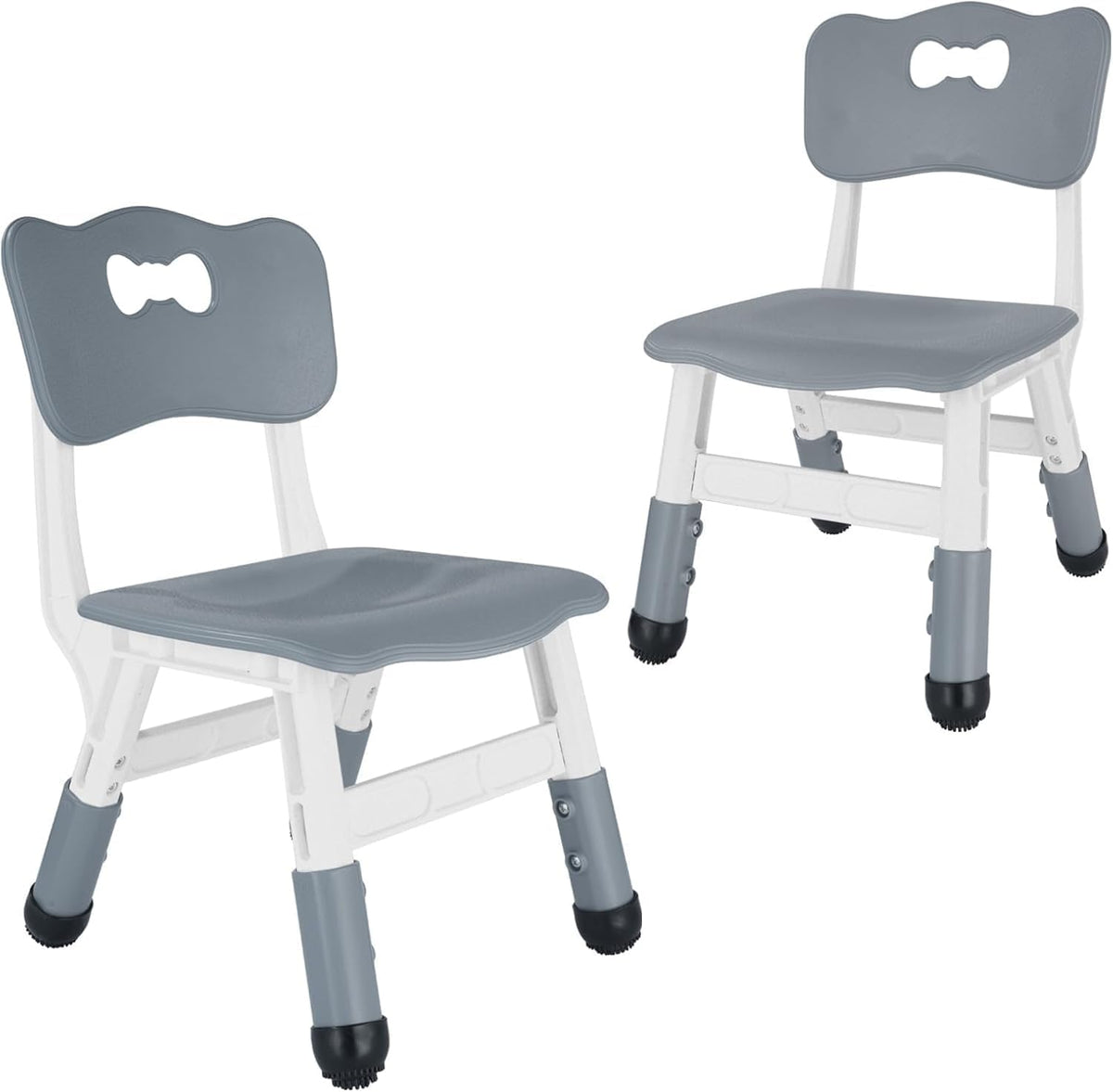 FUNLIO Kids Table and 4 Chairs Set and Adjustable Kids Chair (2pcs)，Easy to Wipe Arts & Crafts Table, for Classrooms/Daycares/Homes, CPC & CE Approved (5-Piece Set) - Gray