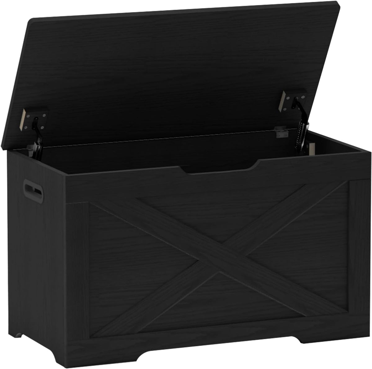 Timberer Storage Chest, Wooden Storage Bench, Entryway Shoes Bench with 2 Safety Hinges, for Living Room, Bedroom, 15.7 x 31.5 x 18.9 Inches, Black