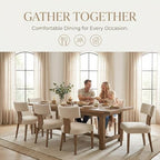 VESCASA Mid Century Modern Dining Chairs Set of 4, Upholstered Linen Dining Room Chairs with Ergonomic Curved Backrest, Solid Wood Legs, Kitchen Accent Chairs for Apartment, Farmhouse & Home, Beige
