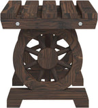 vidaXL Patio Footstool in Solid Fir Wood with Wagon Wheel Design – Durable Outdoor Ottoman/Garden Stool, Brown, 15.7""x14.4""x15.2"", 365110
