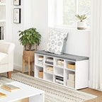 VASAGLE Shoe Bench with Cushion, 10 Compartments, 11.8 x 40.9 x 18.9 Inches | Entryway Storage Bench with Padded Seat, for Bedroom, Cloud White and Dove Gray, CUSTOS Collection ULHS10WT