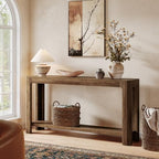 Tribesigns 63 Inch Entryway Console Table, 2-Tier Farmhouse Narrow Sofa Table Behind Couch, Accent Entrance Console Furniture for Entryway, Foyer, Hallway, Rustic Brown