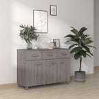 Light Grey Solid Pine Wood Sideboard with Shelves and Drawers, Traditional Style Storage Cabinet for Living Room Bedroom Dining Area, Durable Furniture