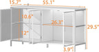 FUFU&GAGA Sideboard Buffet with LED Lights, Glass Doors, Modern Display Cabinet with Glass Shelves, White Cupboard Credenza with Metal Leg, for Living Room Kitchen, 55.1”W x 15.7”D x 29.5”H