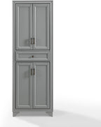 HomeStock Kitchen Pantry Cabinet - Large Storage, Adjustable Shelves, Distressed Gray Finish