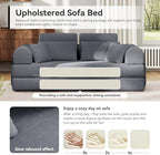 79"Round Arm Sofa with High Backrest Pillow for Living Room (Dark Gray) | Corduroy Loveseat Sleeper Sofa Bed, Modular Futon Couch with 2 High Backrest, Pull Out Couch No Assembly
