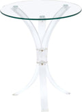 CARTESIAN Modern Round Glass Side Table, Clear Acrylic Base, 18-Inch Tempered Top, Contemporary Accent Table for Living Room, 21.25 Inches High