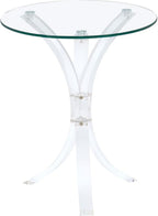 CARTESIAN Modern Round Glass Side Table, Clear Acrylic Base, 18-Inch Tempered Top, Contemporary Accent Table for Living Room, 21.25 Inches High