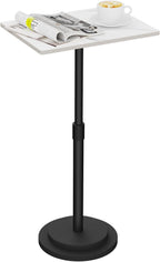 Small Side Table, Height Adjustable Nightstand, Square Indoor Metal Plant Stand, for Living Room, Bedroom, Office, Bathroom, 1 Pack, White, GBZ001RW-1