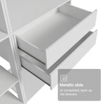 Madesa Kitchen Pantry Storage Rack with 4 Drawers, Open Shelves and Hanging Space 78" L Multiuse Modular Cabinet for Kitchen Organization - White