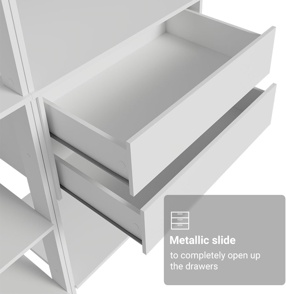 Madesa Kitchen Pantry Storage Rack with 4 Drawers, Open Shelves and Hanging Space 78" L Multiuse Modular Cabinet for Kitchen Organization - White