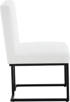 Upholstered Dining Chairs Set of 2, Modern Linen Fabric Kitchen & Dining Room Chairs with Metal Legs, Cuverd Back Comfy Side Chair for Dinner, Living Room, Reception, White