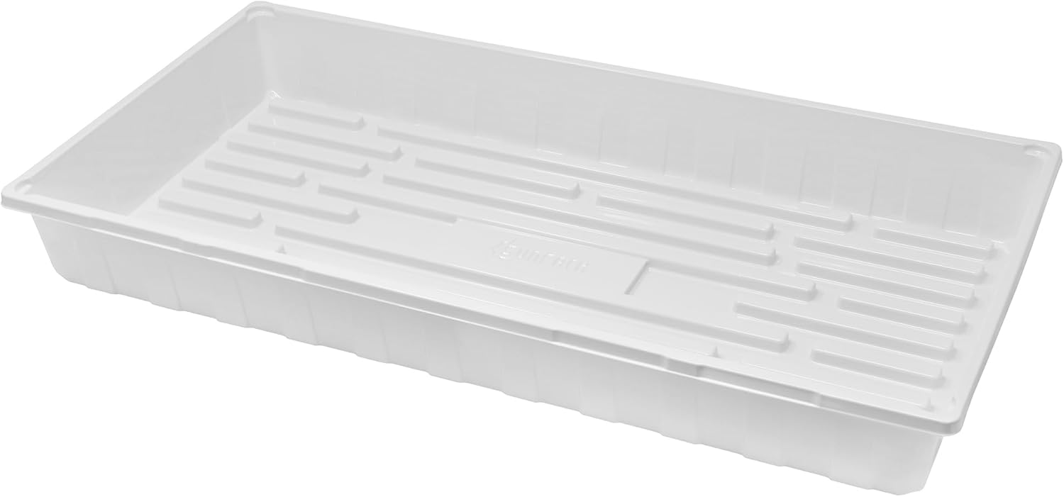 SUNPACK 10" x 20" Plastic Seed Starting Tray, White, 2.5" - No Drainage Holes, Perfect for Greenhouses or Indoor Gardening - Ideal for Seedlings and Cuttings