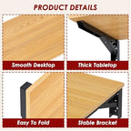 Need 47x20 Inch Wall Mounted Folding Table for Office Laundry Teak | Black Frame Fold Down Wall Mount Desk Folding Wall Table for Small Apartment, Garage&Ironing Station