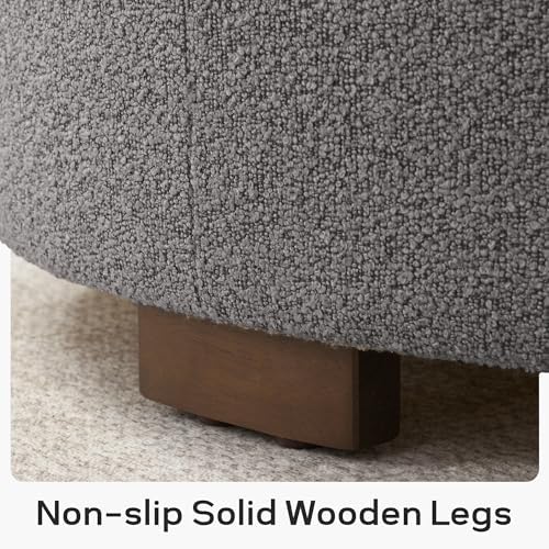 Zihanhome 30 Inch Round Storage Ottoman, Ottoman Coffee Table with Lift Off Lid, Boucle Modern Ottomans with Storage for Living Room, Bedroom, Apartments (Grey)