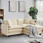 SoarFlash 77.95" Chenille L Shaped Modular Sofa with Ottoman,Beige