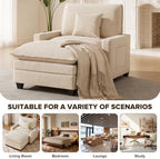 Oversized Accent Chair with Ottoman, 41" Comfy Cloud Single Seat Sofa | Comfy Corduroy Armchair with Throw Pillow & Side Pockets, Modern Reading Chair for Living Room, Bedroom, Apartment