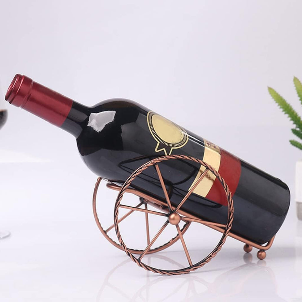 Metal Wine Rack Holder Wine Rack Iron Two Wheels Holder Shelf Decorative Tabletop Bottle Holders.