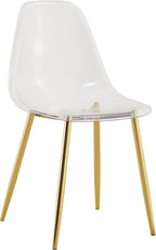 Baysitone Clear Dining Chairs Set of 10, Modern Kitchen Chairs with Transparent Seat, Acrylic Accent Side Chairs with Plating Metal Legs for Dining Room, Kitchen, Living Room with Gold