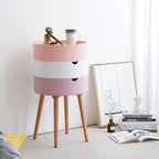 Telephone Table Bedroom Bedside Table Small Apartment Multi-Functional Living Room Rack Modern Minimalist Round Side Table Bedroom Storage Bedside Cabinet (Color (Brass)