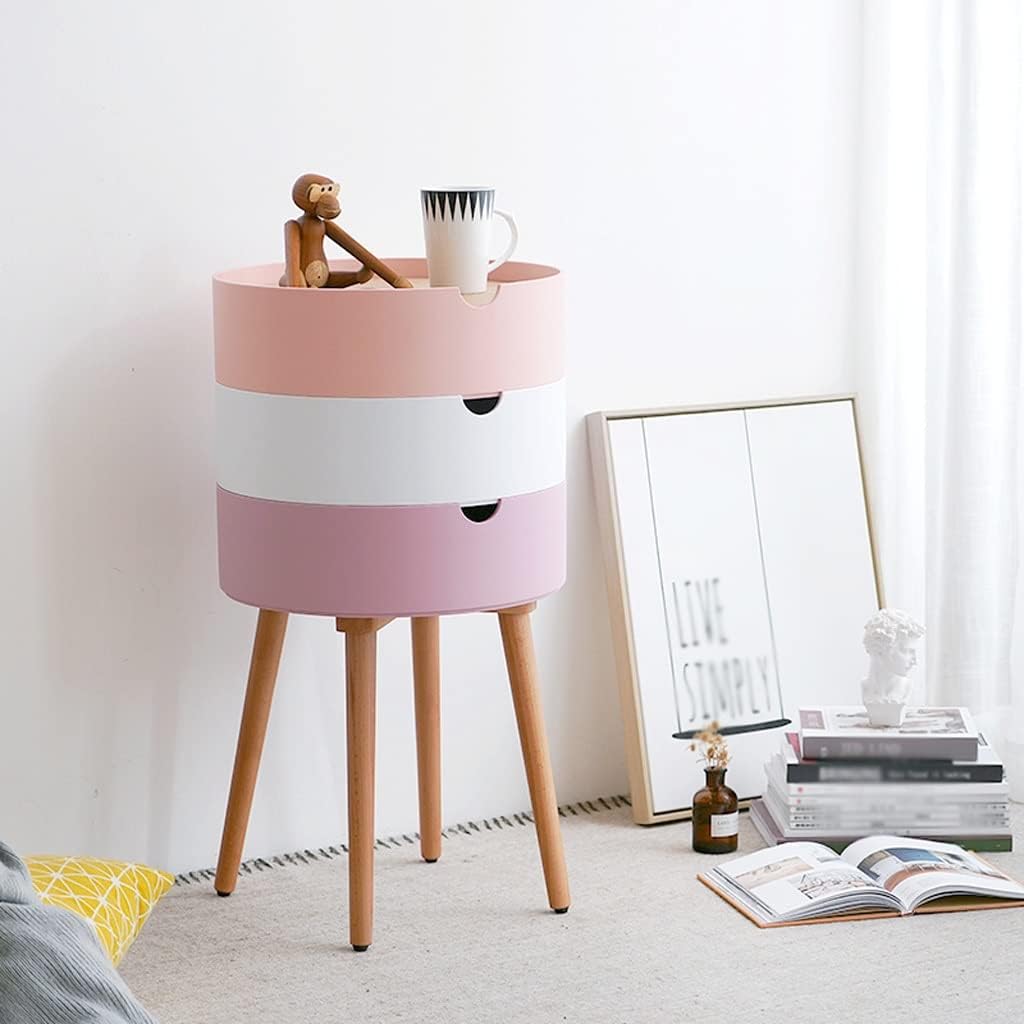Telephone Table Bedroom Bedside Table Small Apartment Multi-Functional Living Room Rack Modern Minimalist Round Side Table Bedroom Storage Bedside Cabinet (Color (Brass)