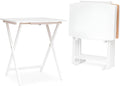 PJ Wood - 5 Pack XL TV Tray Tables - White Wood Set | Large Size, Rectangular Shape, Modern Style, Foldable Design, 33.2 lb Capacity Each, Small Space Storage