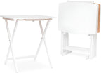 PJ Wood - 5 Pack XL TV Tray Tables - White Wood Set | Large Size, Rectangular Shape, Modern Style, Foldable Design, 33.2 lb Capacity Each, Small Space Storage