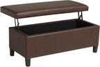 Homebeez 42" Storage Ottoman Bench, Lift Top Faux Leather Storage Bench | with Hidden Compartment, Modern Rectangular End of Bed Bench, for Bedroom Living Room Entryway, Blackened Red