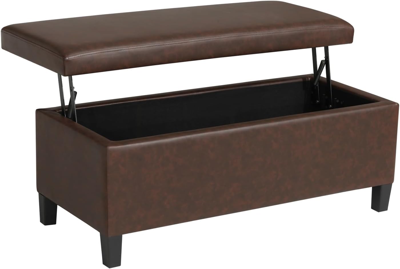 Homebeez 42" Storage Ottoman Bench, Lift Top Faux Leather Storage Bench | with Hidden Compartment, Modern Rectangular End of Bed Bench, for Bedroom Living Room Entryway, Blackened Red